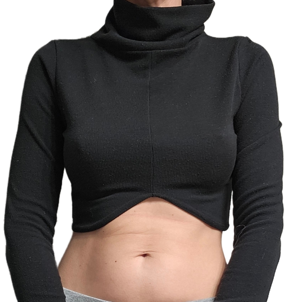 NastyGal Black Turtleneck Crop Top